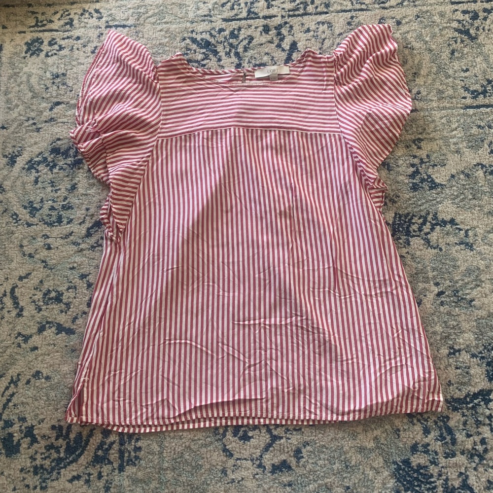 Loft red and white stripped blouse
